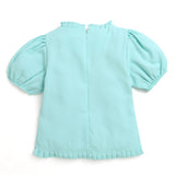 Girls Green Western Solid Half Sleeves Top