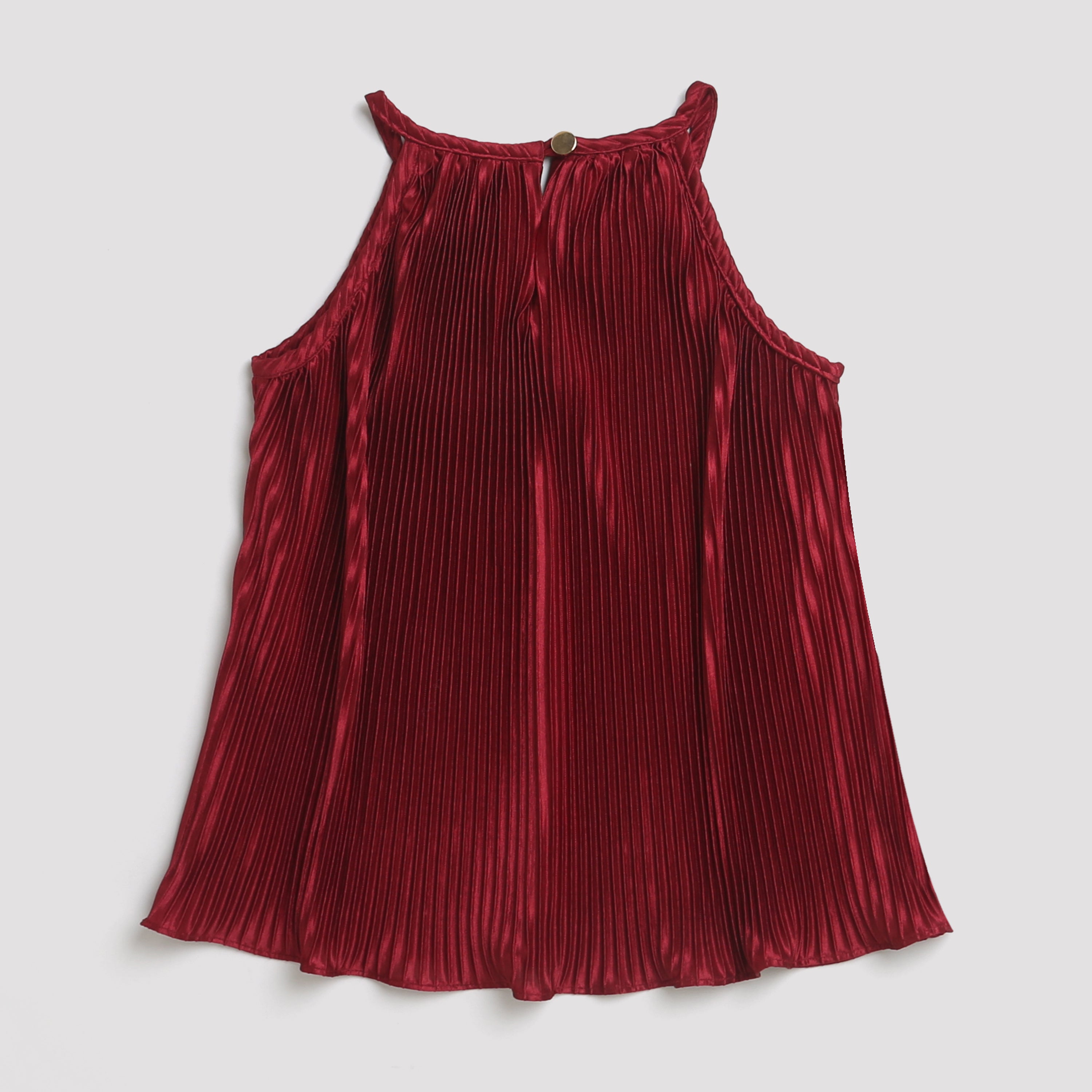 Girls Red Party Solid Sleeveless Top