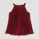 Girls Red Party Solid Sleeveless Top