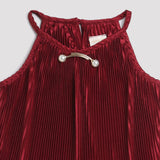 Girls Red Party Solid Sleeveless Top