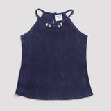 Girls Blue Party Solid Sleeveless Top