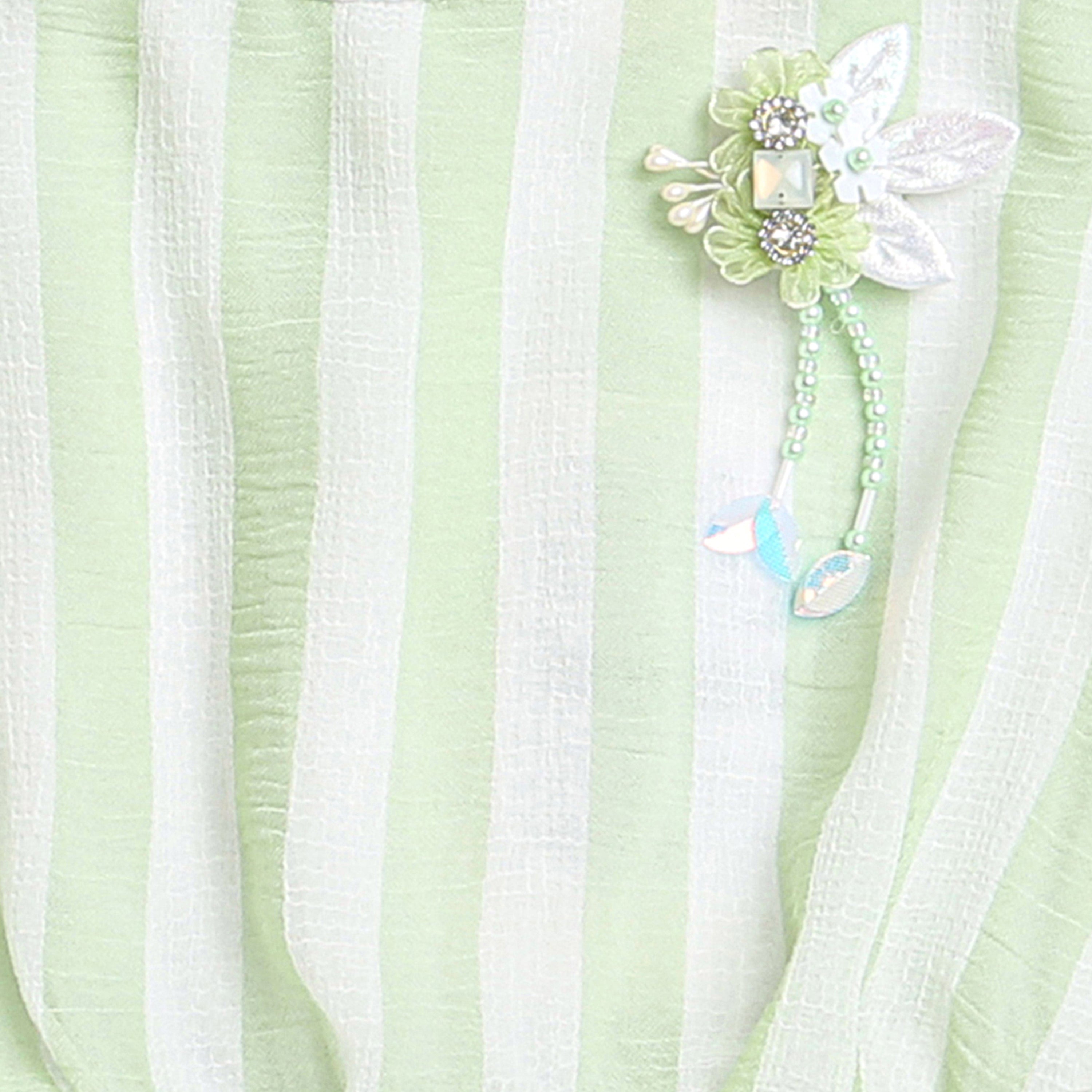Girls Green Western Printed Sleeveless Top