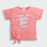 Girls Pink Casual Half Sleeves Top