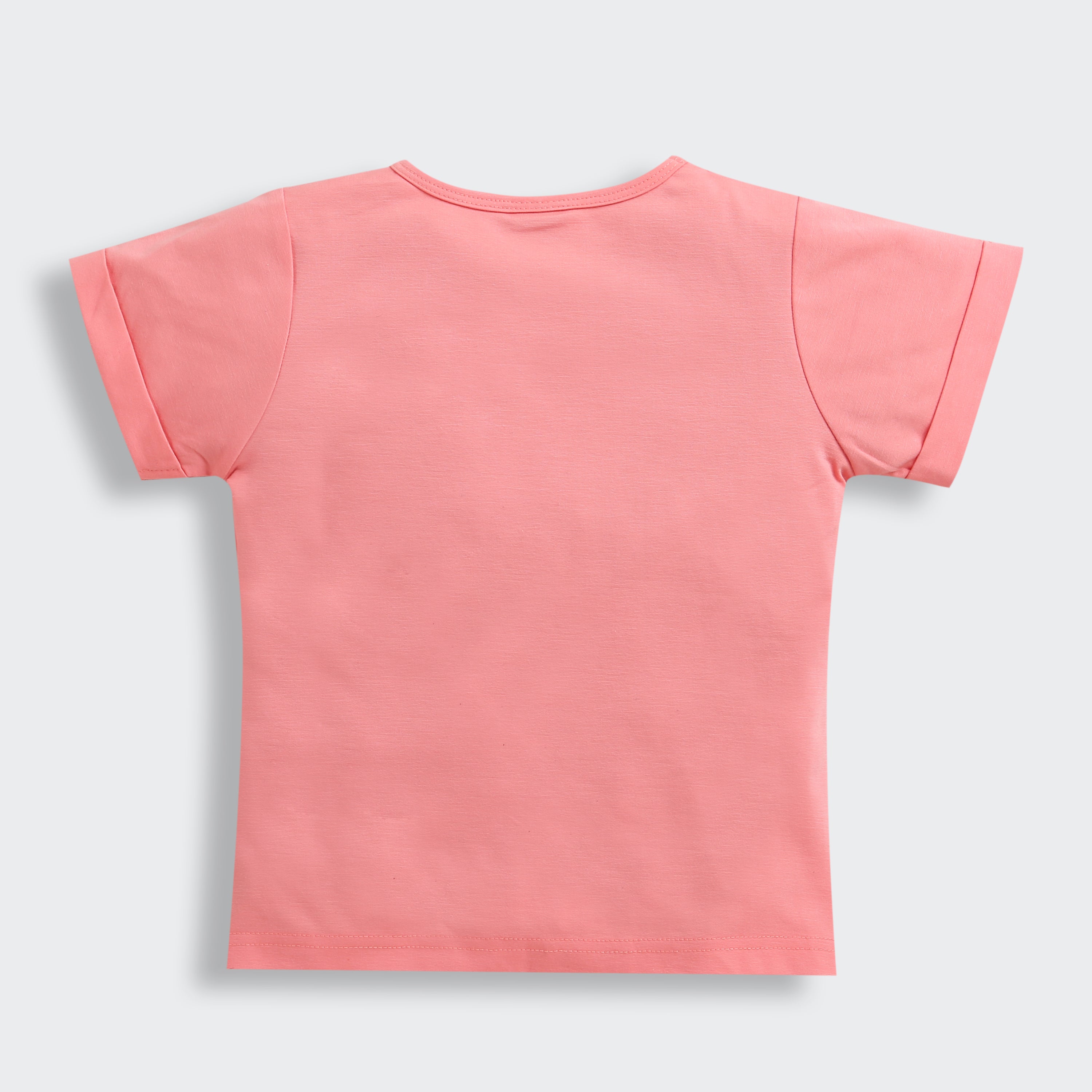 Girls Pink Casual Half Sleeves Top