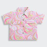 Girls Pink Casual Half Sleeves Top