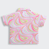 Girls Pink Casual Half Sleeves Top