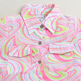 Girls Pink Casual Half Sleeves Top