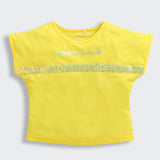 Girls Yellow Casual Extended Shoulder Top