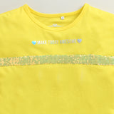 Girls Yellow Casual Extended Shoulder Top