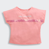 Girls Pink Casual Extended Shoulder Top