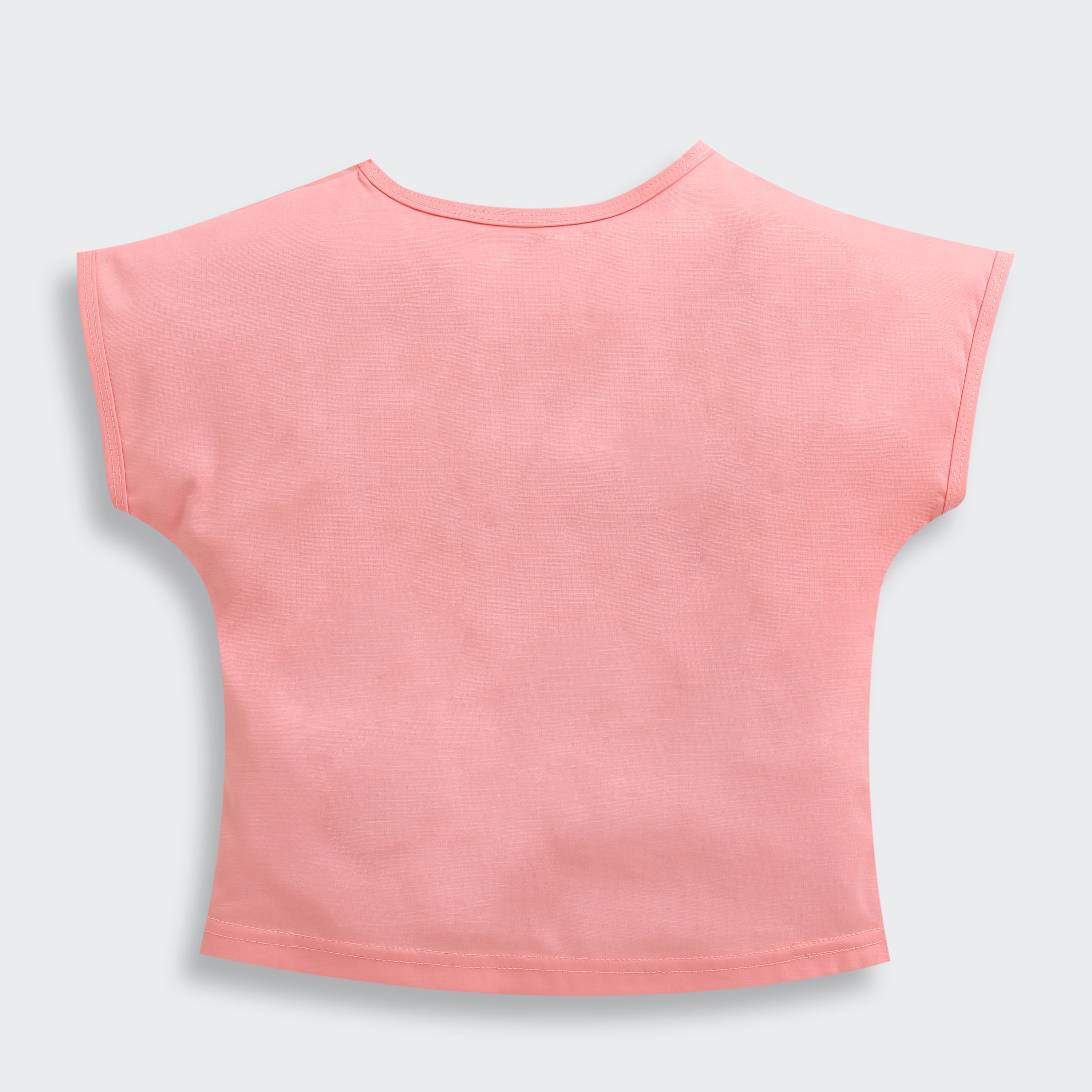 Girls Pink Casual Extended Shoulder Top