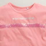 Girls Pink Casual Extended Shoulder Top