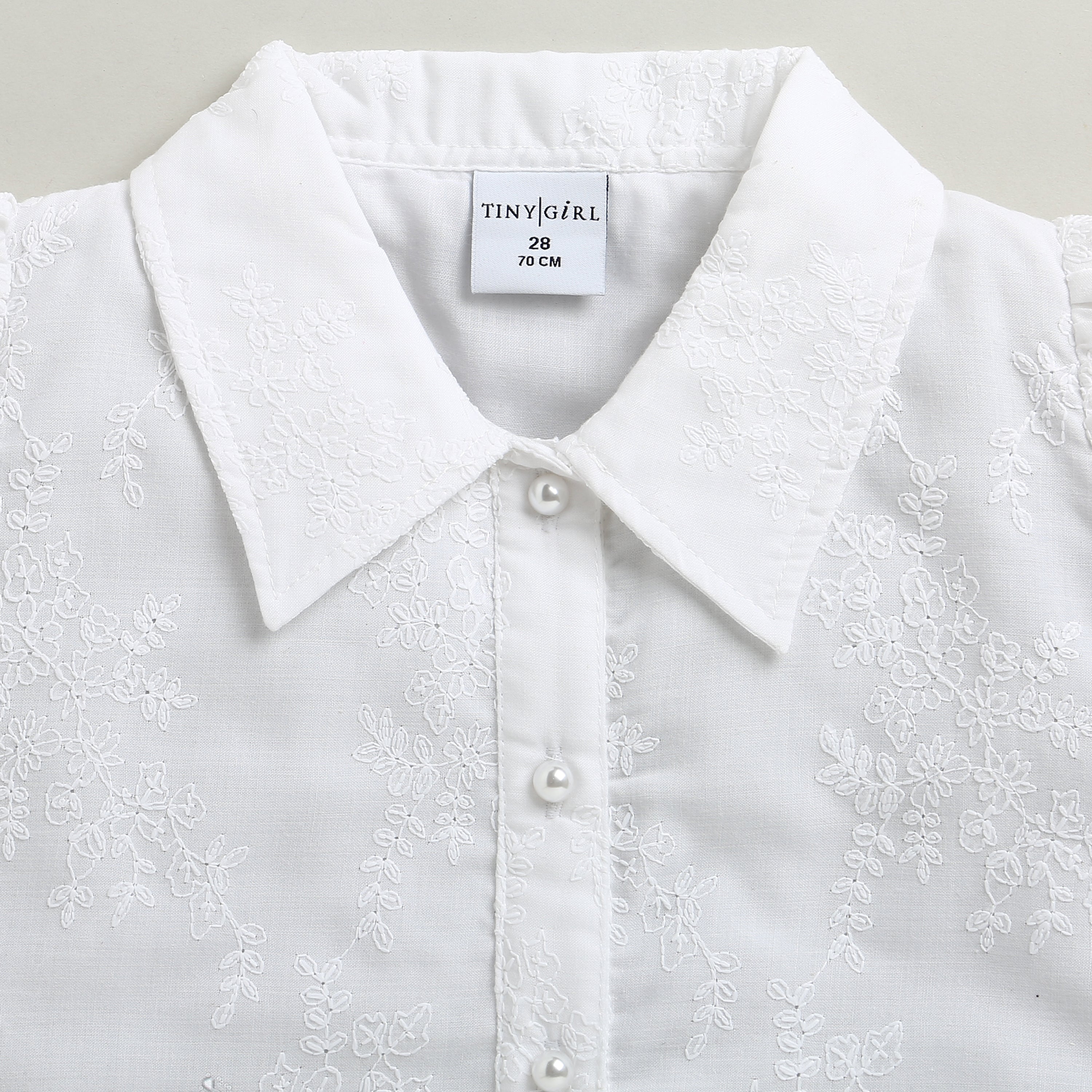 Girls White Casual Half Sleeves Top