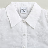 Girls White Casual Half Sleeves Top