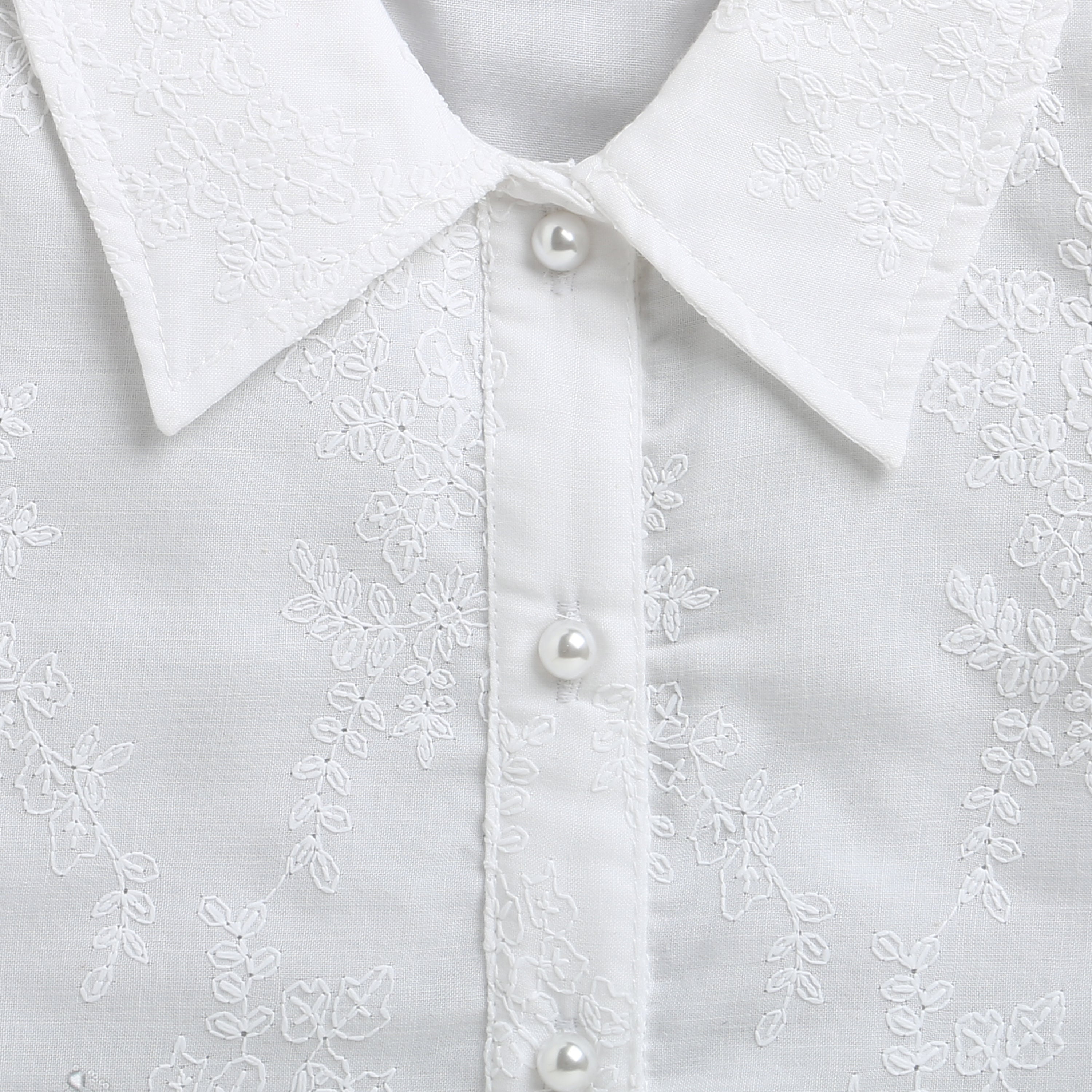 Girls White Casual Half Sleeves Top
