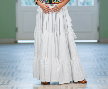Women's White Solid Festive Wear Ghaghra