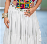 Women's White Solid Festive Wear Ghaghra