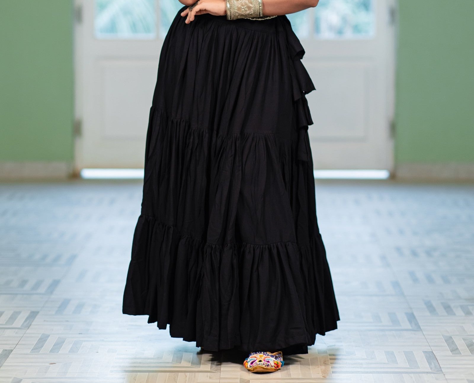 Women's Black Solid Festive Wear Ghaghra