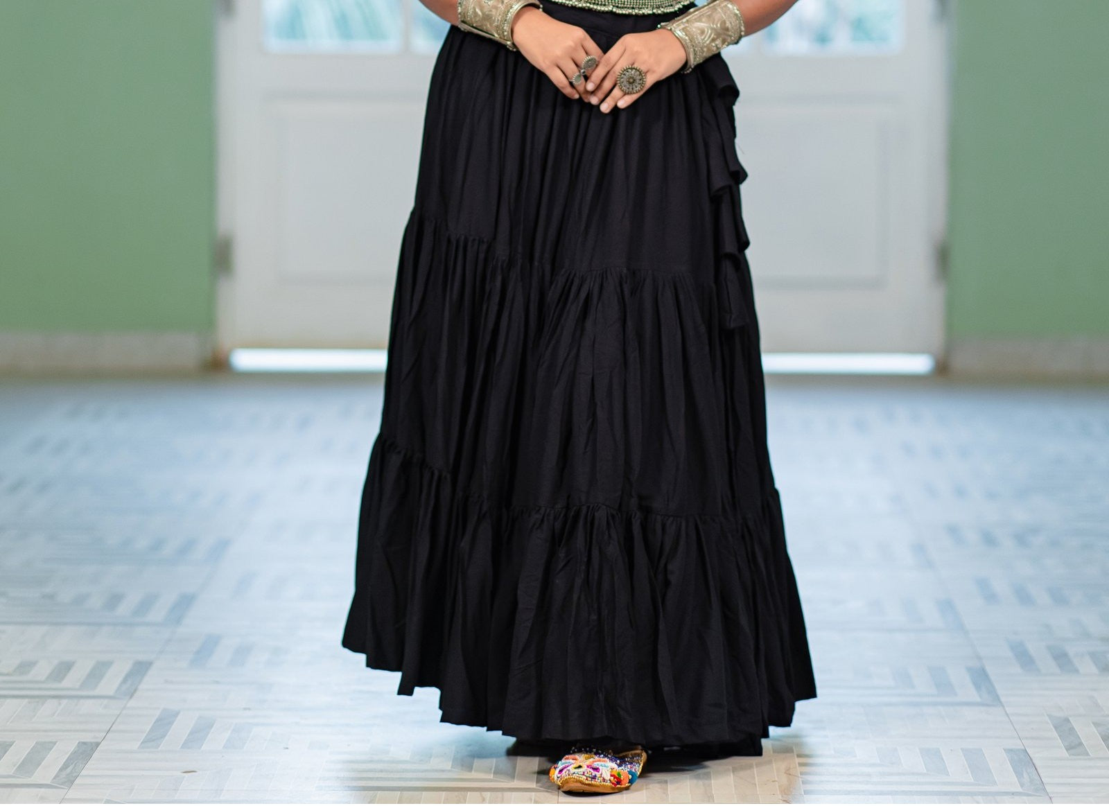 Women's Black Solid Festive Wear Ghaghra