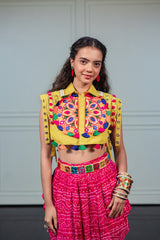 Women Yellow Embroidered Festive Wear Jacket