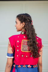 Girls Red Embroidered Festive Wear Jacket