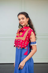 Girls Red Embroidered Festive Wear Jacket