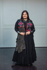 Women's Black Embroidered Festive Wear Jacket