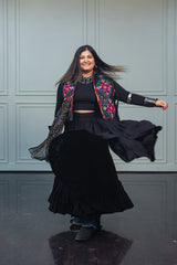 Women's Black Embroidered Festive Wear Jacket