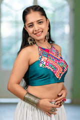 Women's Green Embroidered Festive Wear Blouse