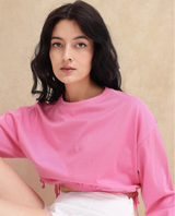 Women's Pink Casual Full Sleeves Top