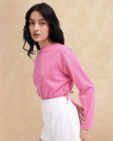 Women's Pink Casual Full Sleeves Top