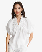 Women's White Casual Half Sleeves Top