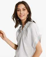 Women's White Casual Half Sleeves Top