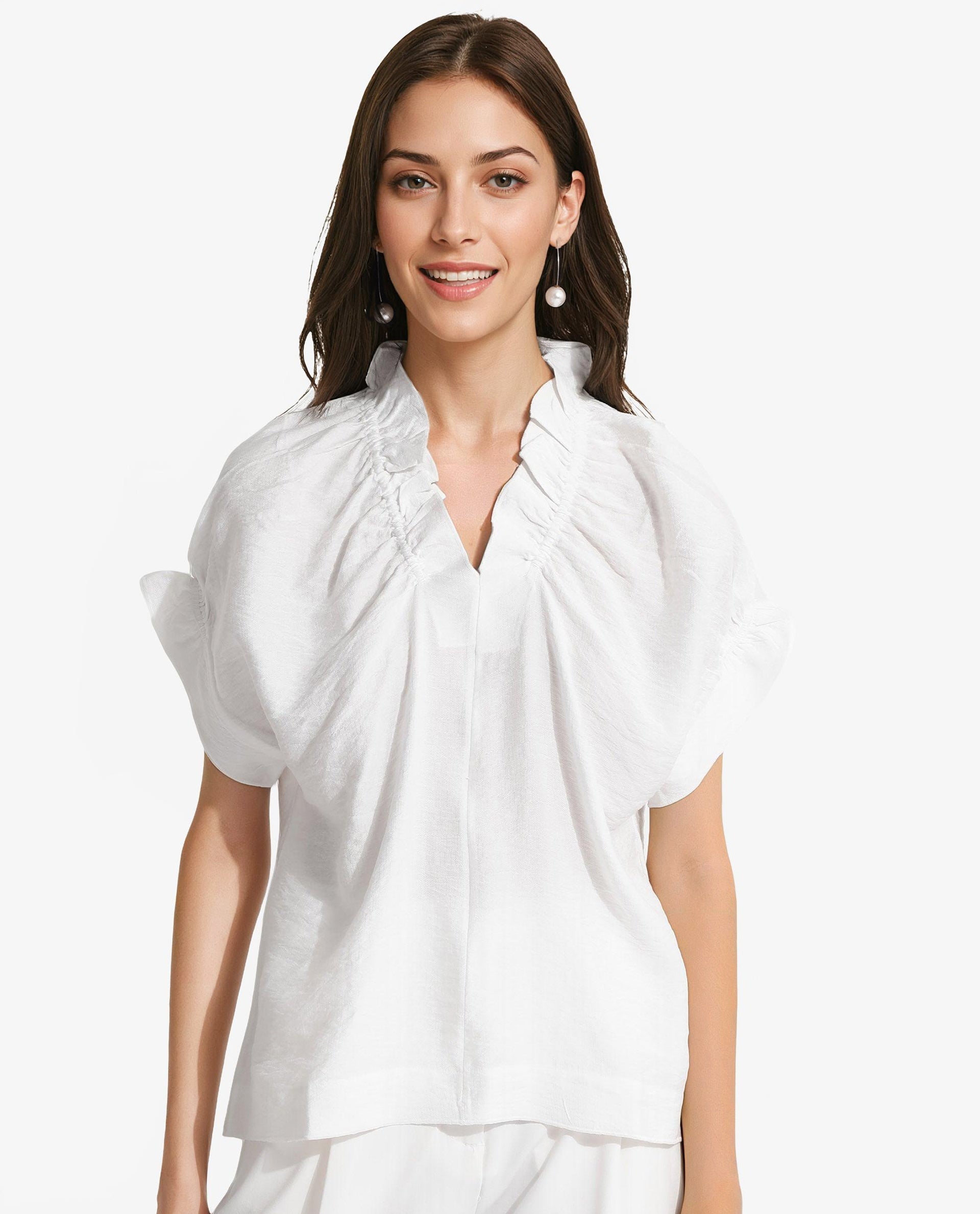 Women's White Casual Half Sleeves Top