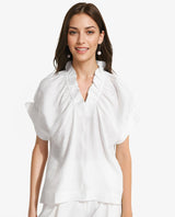 Women's White Casual Half Sleeves Top