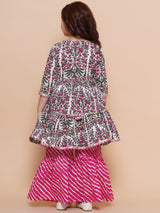 Girls Floral Printed Regular Pure Cotton Kurta with Sharara