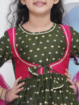 Girls Ethnic Motifs Empire Gotta Patti Kurta with Palazzos and Dupatta