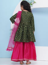 Girls Ethnic Motifs Empire Gotta Patti Kurta with Palazzos and Dupatta