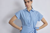 Women's Sky Striped Wrap Tie Shirt Dress