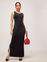 Women's Black Knit Contrast Detail Dress