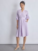 Women's Lilac Puff Sleeve Midi Dress