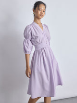 Women's Lilac Puff Sleeve Midi Dress