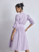 Women's Lilac Puff Sleeve Midi Dress