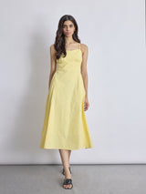 Women's Pale Yellow Gingham Corset Dress