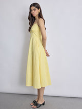 Women's Pale Yellow Gingham Corset Dress