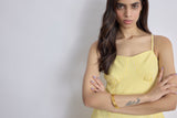 Women's Pale Yellow Gingham Corset Dress