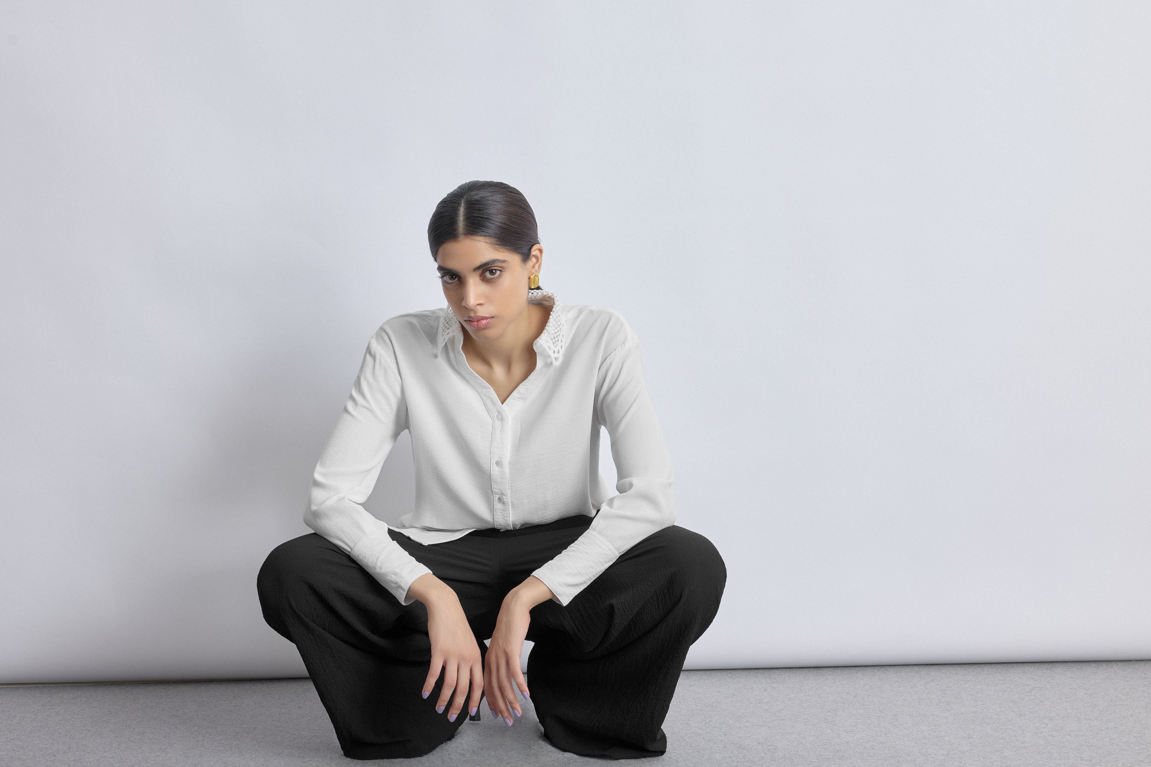 Women's Black Pleated Flare Pant