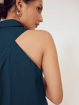 Women's Ink Pin Collar Sleeveless Shirt