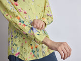 Women's Lime Floral Print Oversized Shirt
