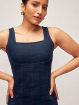 Women's Denim Front Slit Dress
